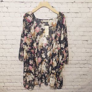 Shop Impressions Floral Kimono Overlay Sz L